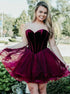 Burgundy Sweetheart Tulle Short Homecoming Dress LBQH0010
